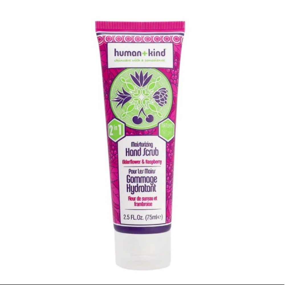 Humankind moisturizing hand scrub elderflower & raspberry